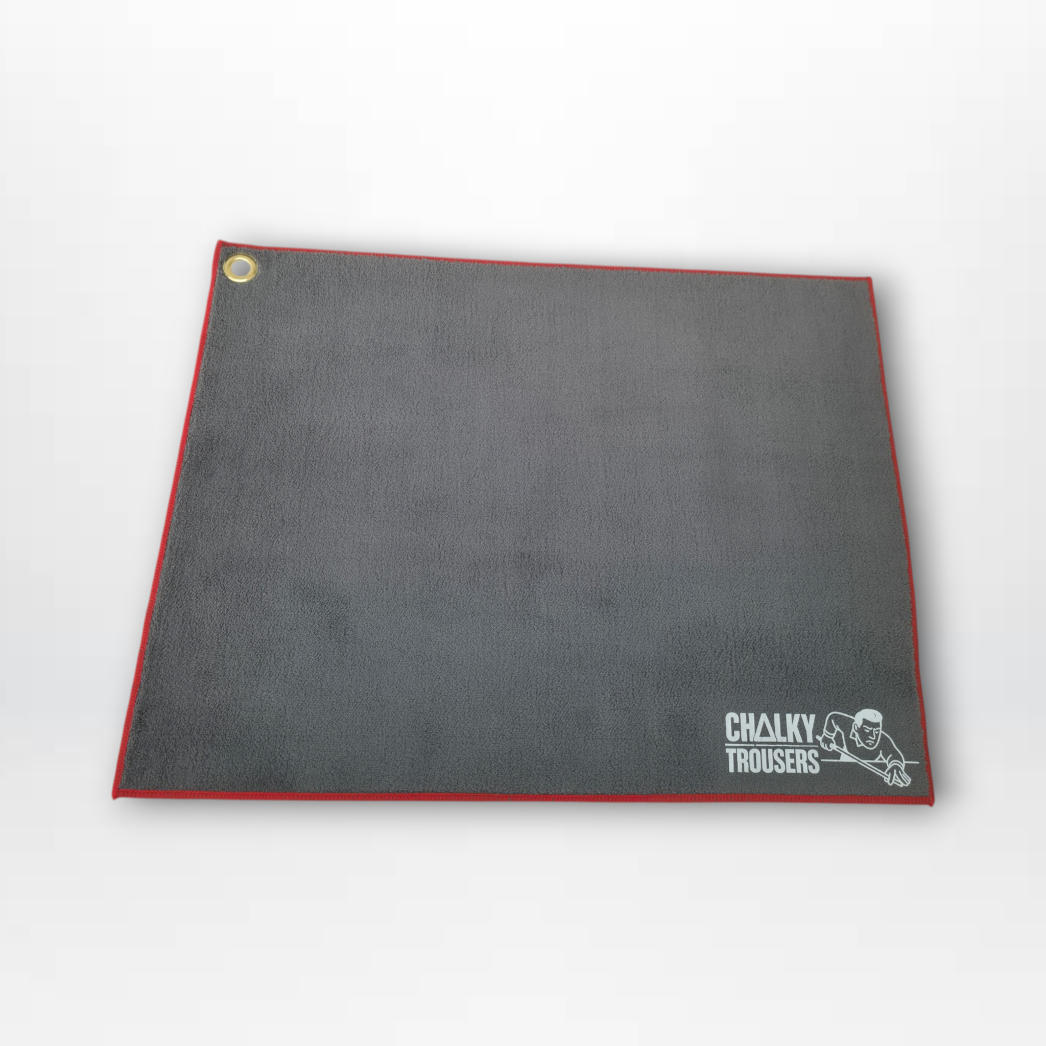 Chalky Trousers cue towels in grey, red and tan for pool and snooker players