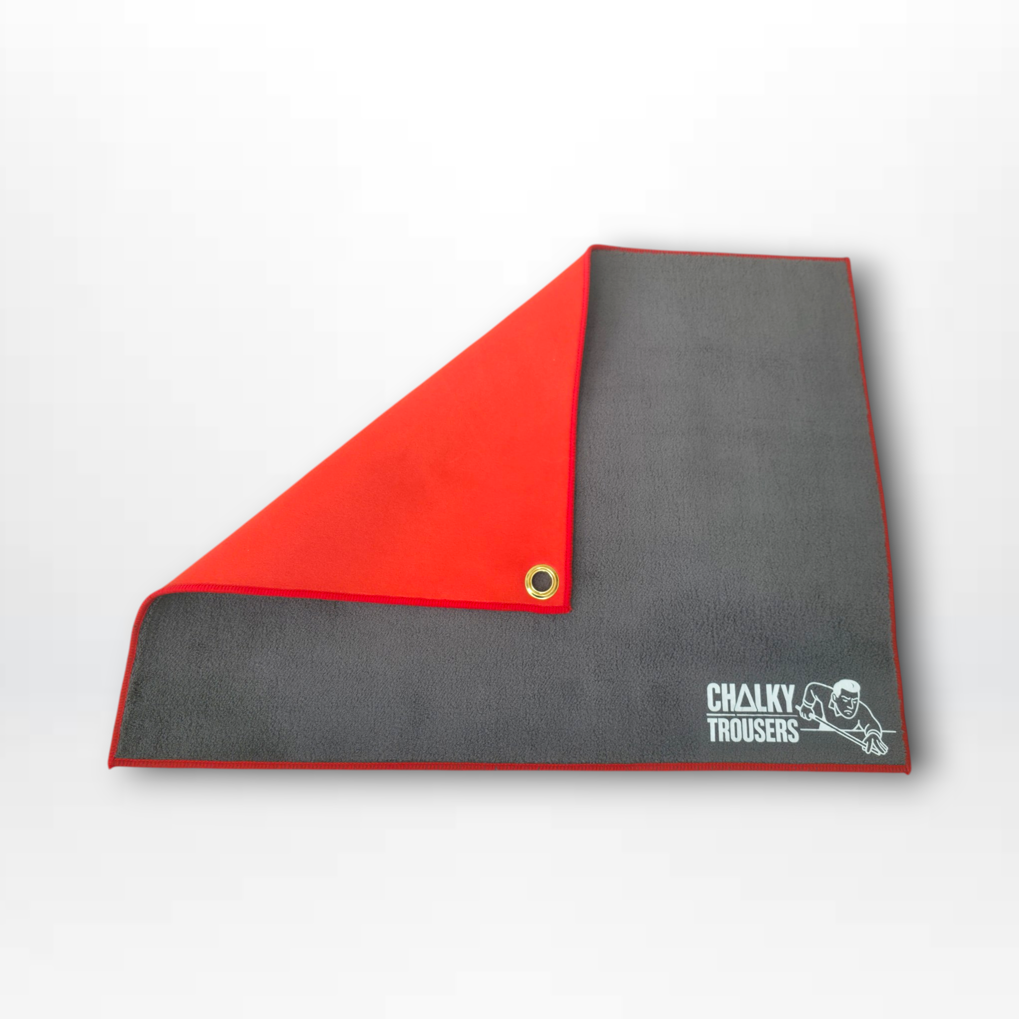 Chalky Trousers cue towels in grey, red and tan for pool and snooker players